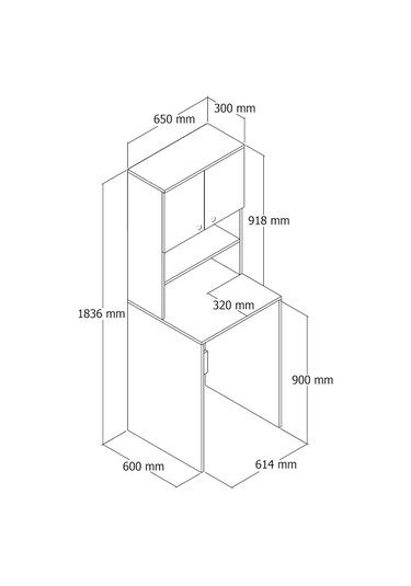Moxen Mobilya Ceviz Çamaşır Makinesi Dolabı Cmd2002Cvz