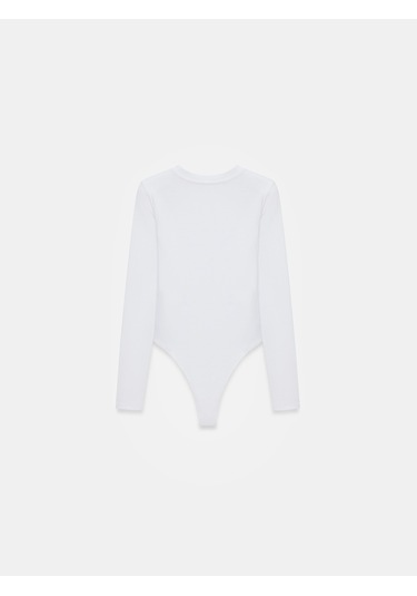 Dilvin 32695 Uzun Kollu Bodysuit-beyaz Beyaz