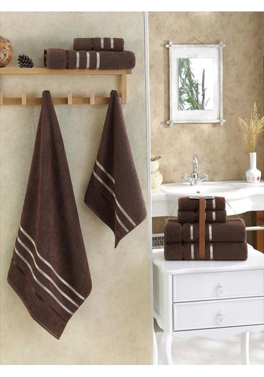 Banyo Havlu Seti 4 Lü Bale Kahverengi