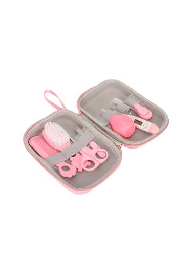 Hangfox Bebek Sağlık Bakımı Seti 8 Parça: Burun Emici, Tırnak Kesici, Tarak, Fırça, Termometre - Taşınabilir Çanta İle Güvenli Kullanim Pembe