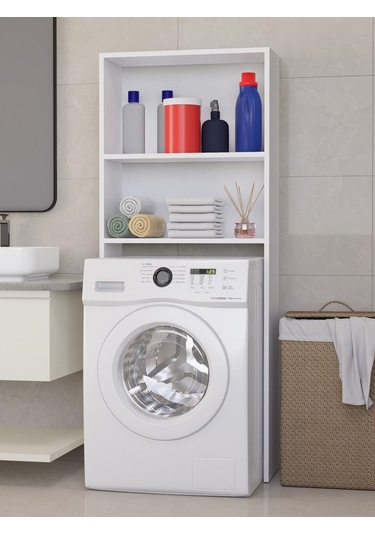 %100 Mdf Çamaşır Ve Kurutma Makinesi Dolabı, Beyaz Açık Raflı Çamaşır Makinesi Üstü Düzenleyicisi Beyaz