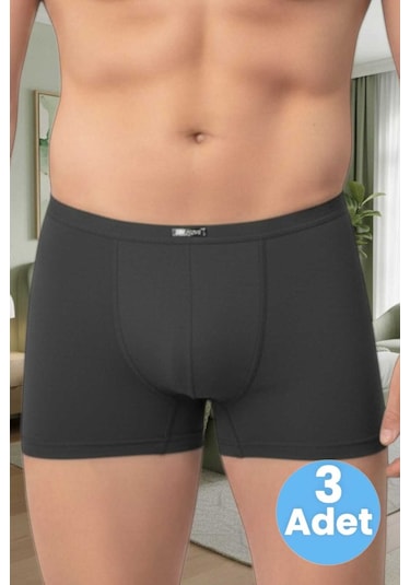 Uniquetrenders Erkek Pamuklu 3'lü Modal Boxer Antrasit