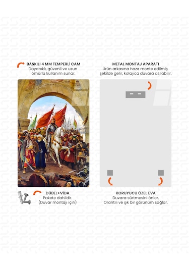 Fatih Sultan Mehmet İstanbul Un Fethi Cam Tablo