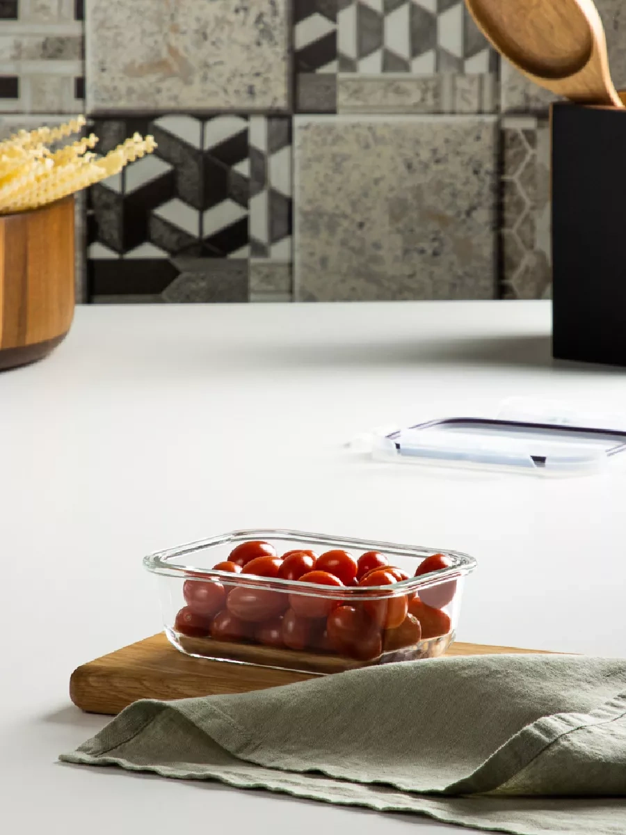 Vetta Kapaklı Cam Yemek Saklama Kabı, Hava Geçirmez 370 Ml 205873375 Beyaz