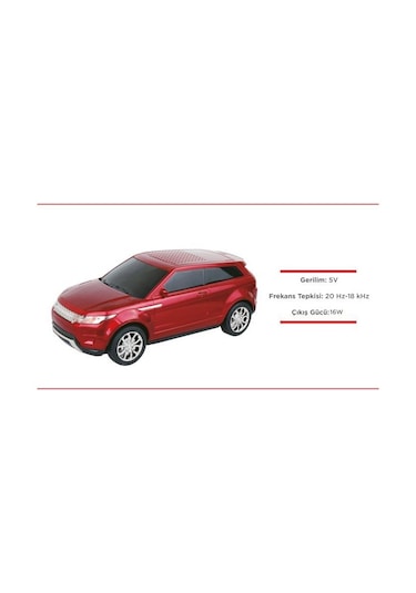 Torima D88 Bluetooth Hoparlör Suv Araba Tasarımlı 16W Fm Usb Selfie Speaker Kırmızı