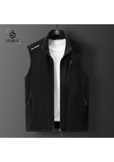 Erkek Sonbahar Ve Kış Kadife Dik Yaka Yelek Ceket Açık Mavi