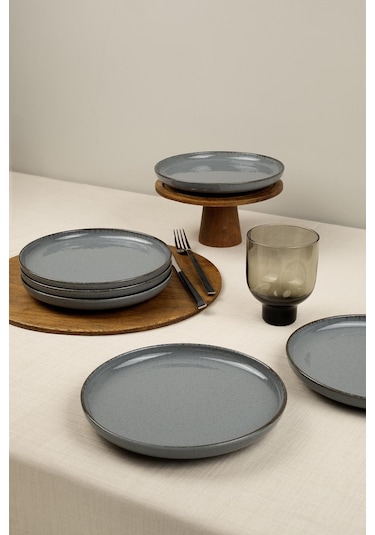 Kütahya Porselen Moderna 6 Parça 19cm Pasta Tabağı Mavi Standart