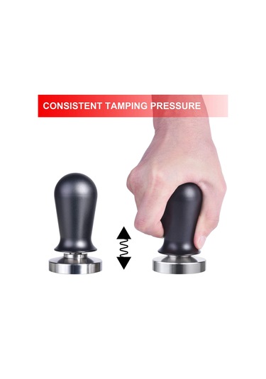 Leezsing Barista İçin Kalibre Edilmiş Espresso Tamper Kahve Tozu Presi, Düz Tabanlı 51mm, 304 Paslanmaz Çelik, Paslanmaz, Siyah Ergonomik Sap