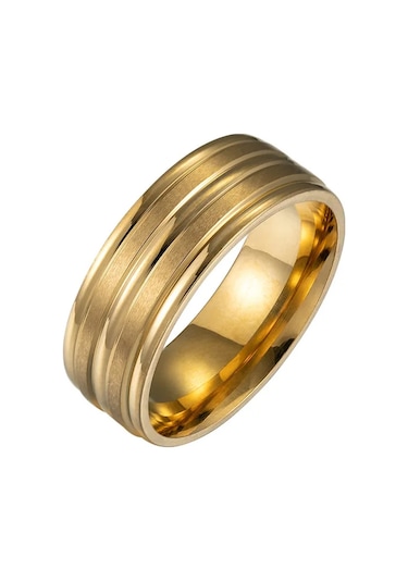 Boboman Punk Erkek Paslanmaz Çelik Yüzük - Siyah Oluk Düğün Takısı 10altın Altın