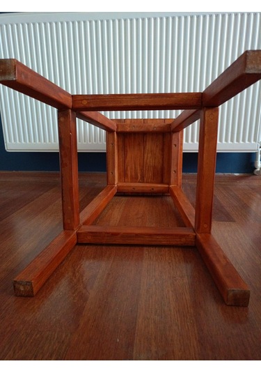 Ahşap Bar Taburesi, Bar Sandalyesi, Yüksek Tabure, Yan Sehpa, Dekoratif Stand, Boyalı, 33x33x72cm Koyu Kestane