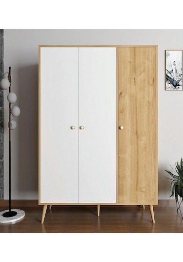Floradesign Milano Gardırop /elbise Dolabı Üç Kapaklı Dolap Meşe