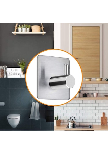 Kendinden Yapışkanlı Havlu Askısı, Bornoz İçin Paslanmaz Çelik Havlu Askısı, Duvar Askısı - 6 Adet Çok Renkli