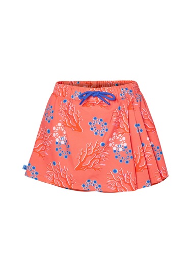 Anemoss Mercan Kadın Şort Etek Lastikli Bel, Bağcıklı, Pembe Desenli Yazlık Skort Çok Renkli