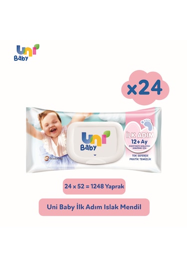 Uni Baby İlk Adım Islak Mendil 24 x 52'li 1248 Yaprak
