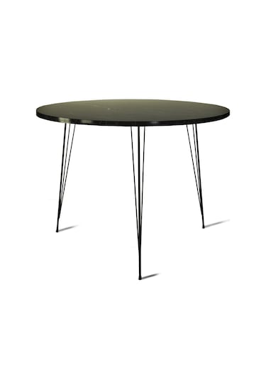 Pasific Home Sandalf Metal Ayaklı Yuvarlak Mutfak Masası Siyah Mermer