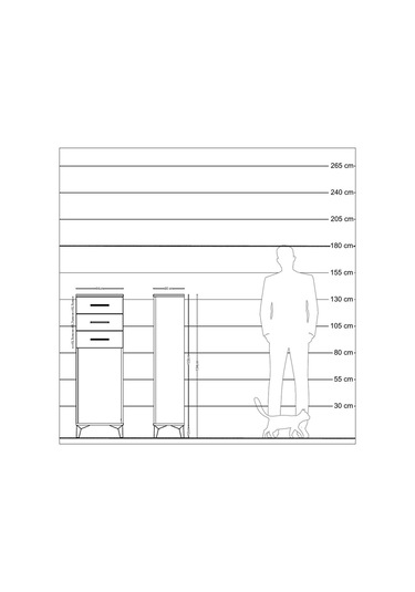 Arges Dolap 3 Çekmeceli 44x30x134 Çam-antrasit Çam