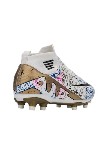 Çoraplı Bilekli Boğazlı Krampon Futbol Ayakkabısı Beyaz - Altın Beyaz - Altın