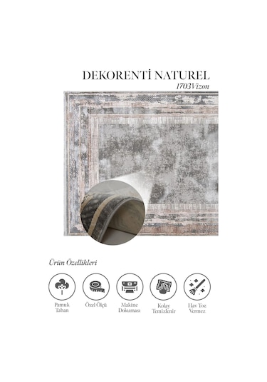 Hoom Rugs Natural 1703 Gri Vizon Klasik Salon Halısı