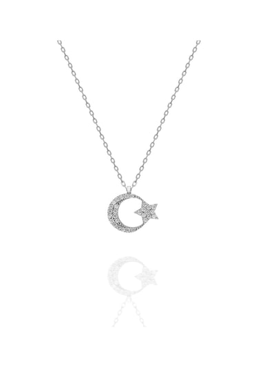 925 Ayar Minik Ayyıldız Kolye Kadın Gümüş Kolye