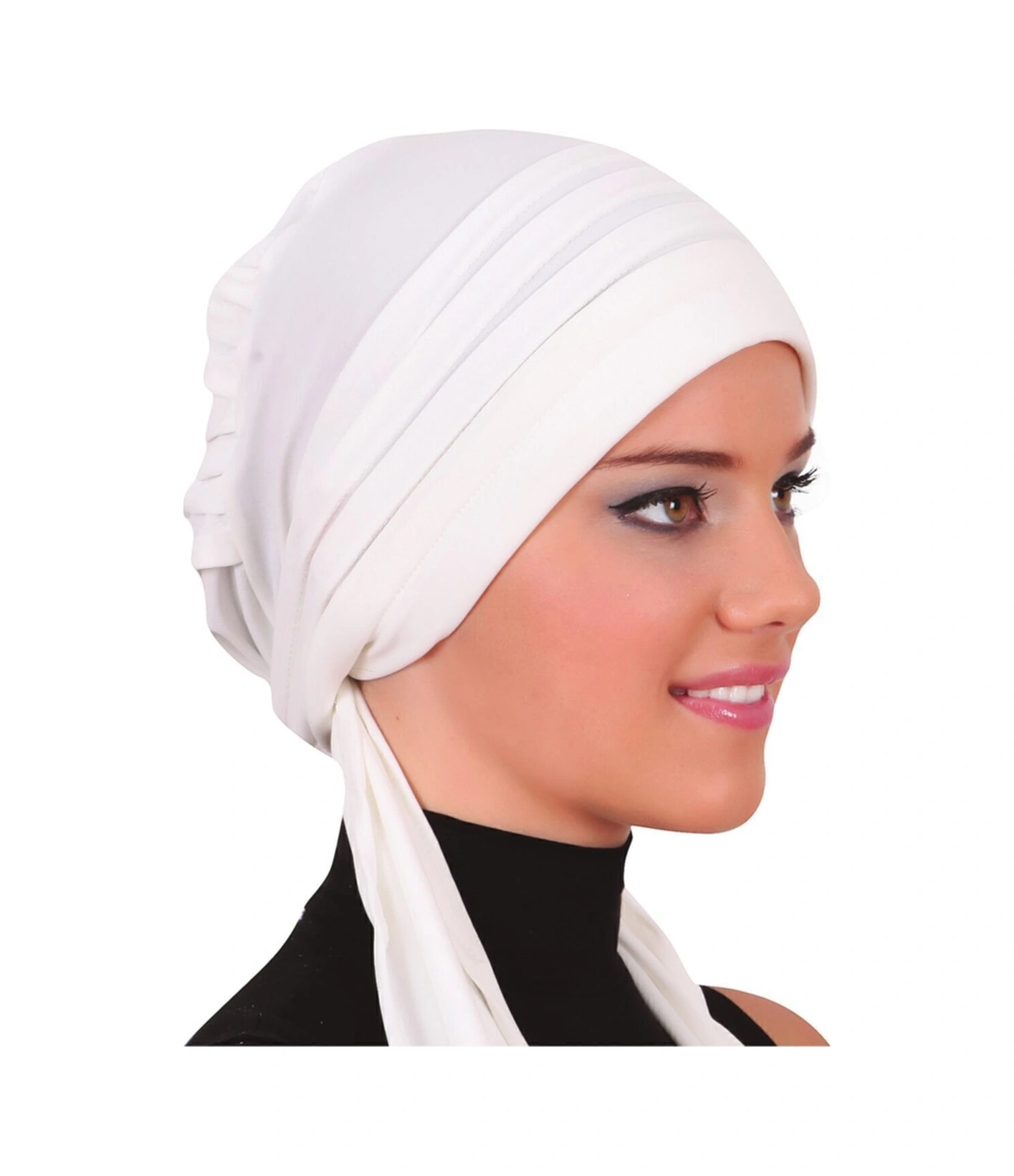 Pileli Bağlama Krem Hazır Türban Tesettür Bone Krem