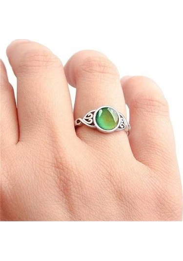 Fastbuy Sweet Wind Sensitive Temperature Color Changing Stone Wedding Ring Size 8 Silver Çok Renkli. Çok Renkli