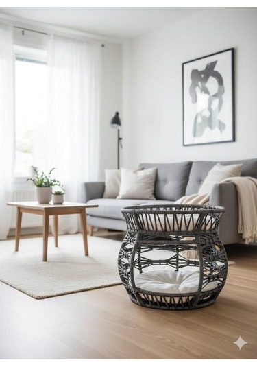 Reyo Pet Lüxperi Bombeli Kedi Ranzası 2 Katlı Kedi Yatağı Gri