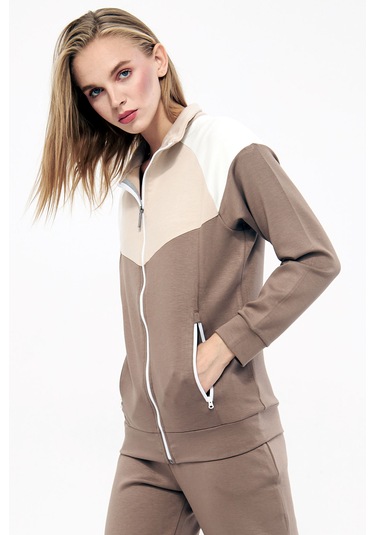 Trendhill Kadın Açık Kahve Modal Scuba Eşofman Takım Edy5543ak Açık Kahverengi