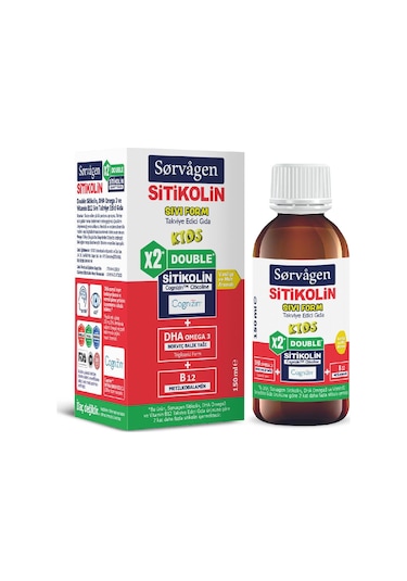 Sorvagen Double Sitikolin Sıvı Form Sitikolin 250 Mg , Dha Omega 3 Ve B12 150 Ml