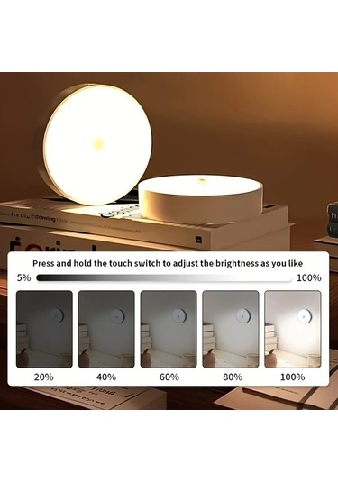 Fastbuy 3 Adet Takım Sıcak Beyaz Ayarlanabilir Parlaklık Led Hareket Sensörlü Gece Işıkları, Usb Şarj Edilebilir Pil Mutfak T Sıcak Beyaz