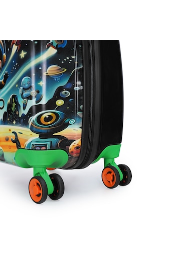Wexta Valiz Çocuk Valiz Wx-420 Astronot Baskılı Çocuk Valiz Mavi - Siyah