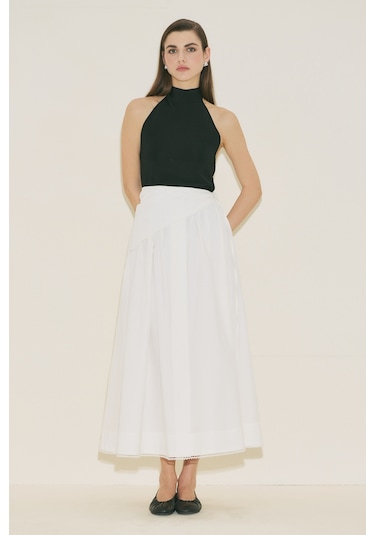 Manuka Önü Düğmeli Poplin Etek Ekru Ss26etk00001-02 Ekru