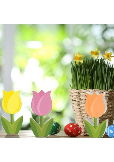 Monyee Ahşap Zambak Dekoratif Çiçekler Seti 6 Renkli - Ev Dekorasyonu, Mutfak, Odalar İçin, Anneler Günü Hediyesi