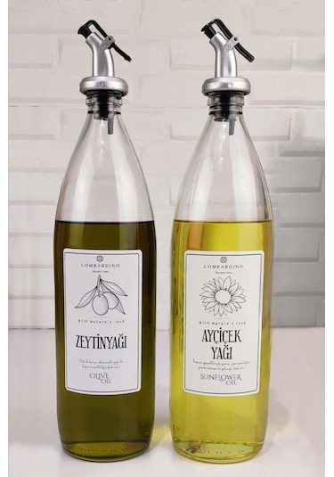 Lombardino Vetro 2'li Zeytinyağı Ve Sıvıyağ Şişesi Yağdanlık 1000 Ml Sh-003