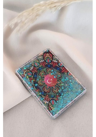 Ayna Makyaj Aynası Çanta Türk Bayrağı Sulu Model Cep El Seyehat Taşınabilir Ayna Pullu Kozmetik Çok Renkli