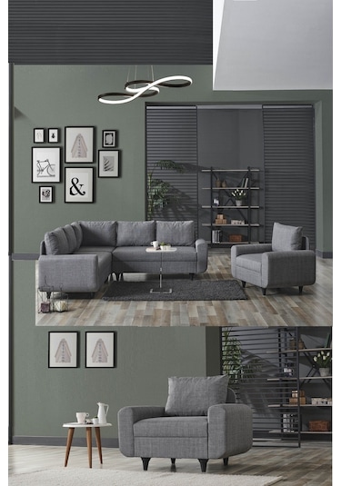 Kagu Corner Flavia Plus Köşe Takımı Berjerli Gri