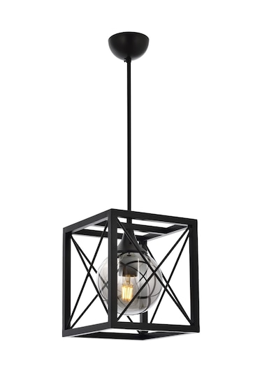 Avonni Av-60127-1Bsy Siyah Boyalı Modern Avize E27 Metal Cam 25X25Cm