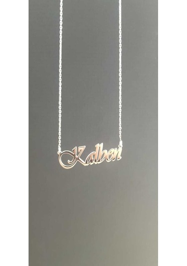 Vog Kişiye Özel Tasarım Kalben Yazılı Isim Kolye 925 Ayar Gümüş Beyaz Renk Sarı,roze Renk Seçenek