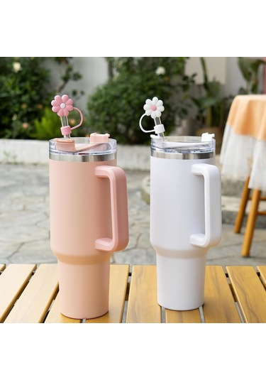 Youtek 6'lı Gümüşlü Silikon Bardak Kılıfı Seti: Renkli Çiçek Ve Kelebek Charmlı, Toz Ve Dökülme Koruyucu, Okul Ofis Dış Etkinlikler İçin Çok Renkli