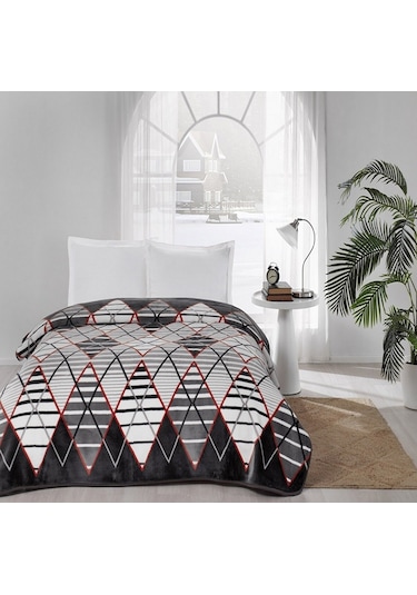 Taç Çift Kişilik Battaniye Martha Gri