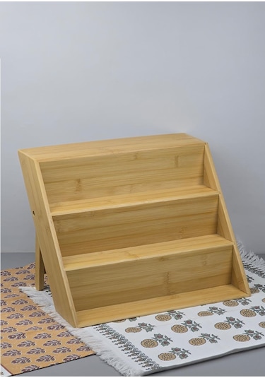 Bambu Kavanoz Standı - Mutfak Baharatlık Tuzluk Rafı - 31 Cm Bambu