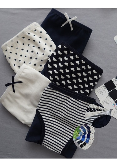 Alya Underwear Anne Kız Kombin Pamuklu Külot - Beyaz Slip İç Çamaşırı - 5'li Paket Çok Renkli P21