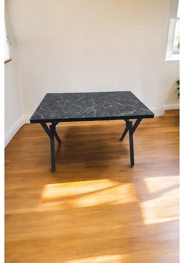 Perla Siyah Mermer Desenli Çok Amaçlı Mutfak Ve Çalışma Masası Siyah Mermer