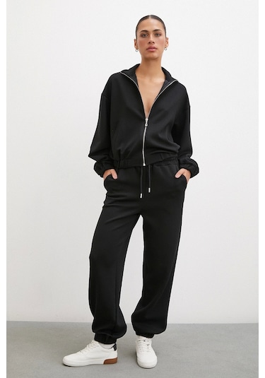 Never More Fermuarlı Sweatshirt Siyah