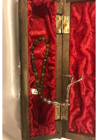 Tespih Akik Doğal Taş Tesbih Gümüş İmameli Ahşap Kutulu 6mm Akik Çok Renkli