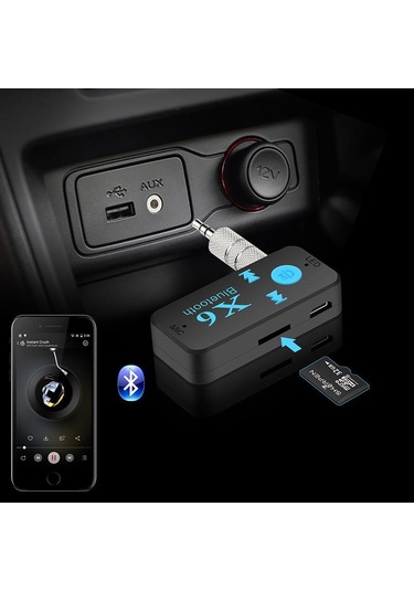 X6 Bluetooth Müzik Alıcısı 3.5 MM Aux Adaptör Araç Kiti