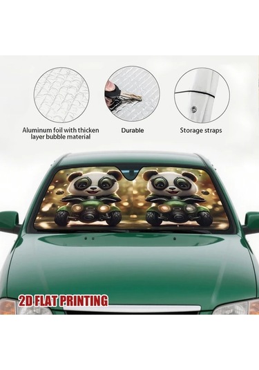 Chuangyinshop 1 Adet Panda Motosikletli Araba Güneşlik 130x70cm Uv Koruma Tüm Araçlar İçin