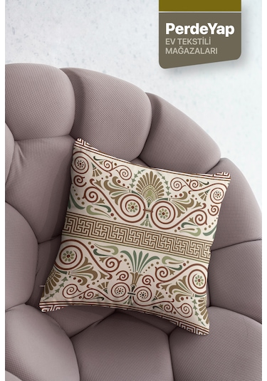 Modern İşlemeli Motifler Desenli 4'lü Kırlent Kılıfı