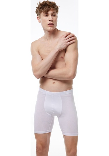 Malabadi Erkek Beyaz Uzun Paçalı Modal Boxer 018 Beyaz
