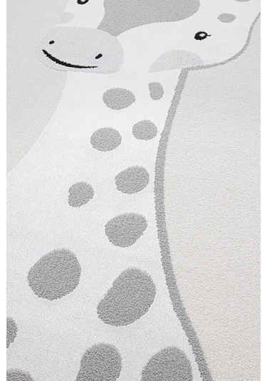 Sparkle Krem Gri Zürafa Figürlü Hayvan Figürlü Çocuk Odası Halısı Gri