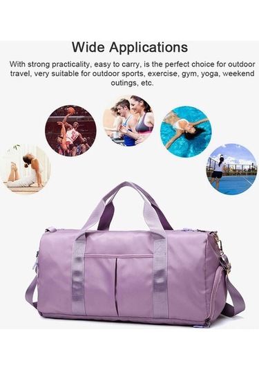 Fastbuy Yumuşak Su Geçirmez Ayırmalı Spor Çanta, Kuru Bölmeli, Dayanıklı Oxford Kumaş - Antreman, Yoga, Seyahat İçin Siyah Siyah